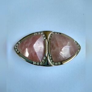 Elegant Pink Quartz Stone Brooch